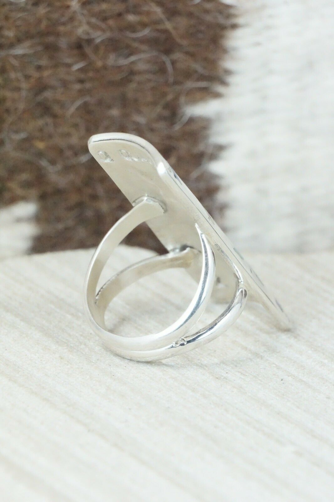 Multi Stone Inlay & Sterling Silver Ring - Quintin Quam Sr - Size 6.75