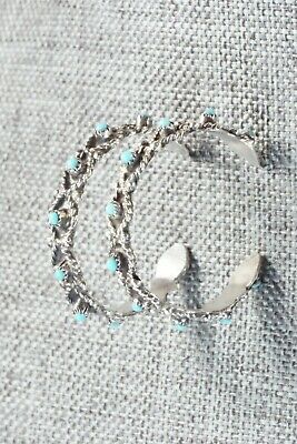 Turquoise & Sterling Silver Hoop Earrings - Georgiann Chavez