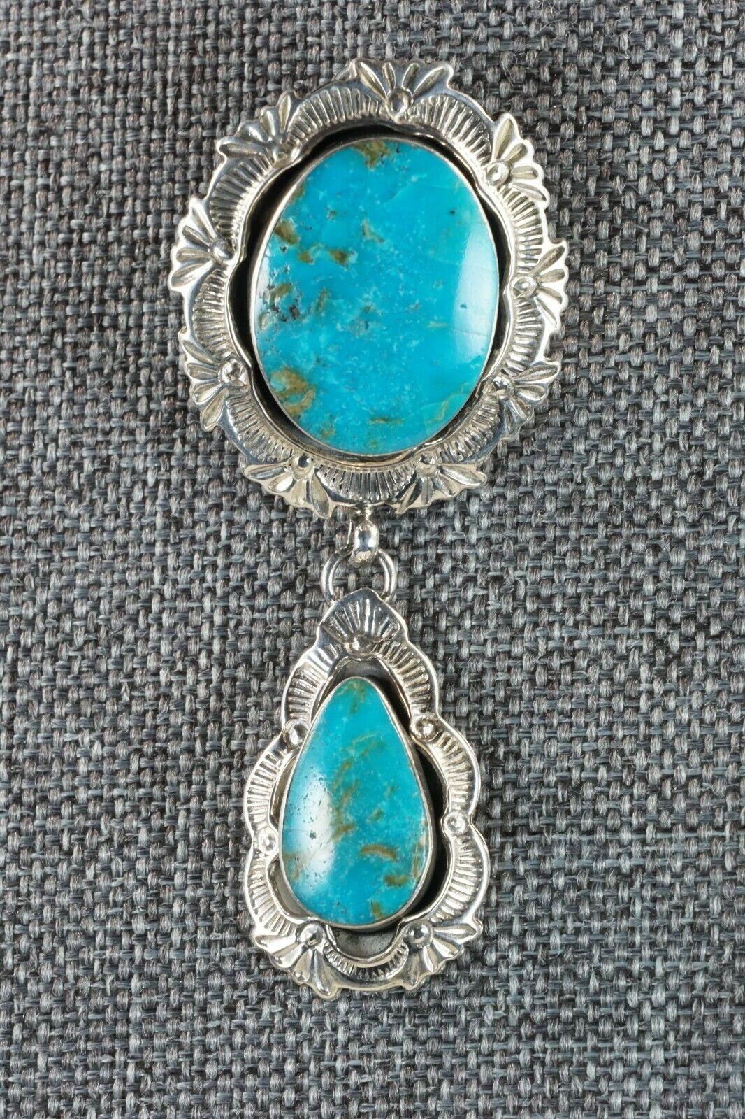 Navajo Turquoise & Sterling Silver Pendant - Sadie Jim
