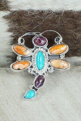 Spiny Oyster & Sterling Silver Dragonfly Ring - Bobby Platero - Size 7.75