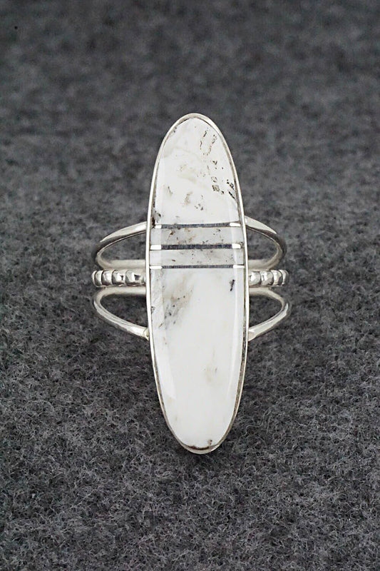 White Buffalo & Sterling Silver Ring - Harold Smith - Size 7.5