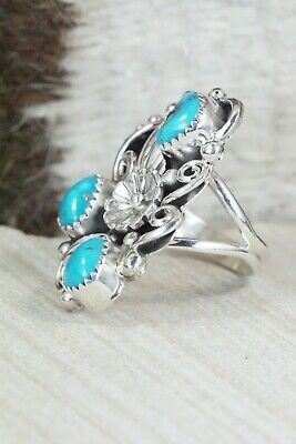 Turquoise & Sterling Silver Ring - Shirley Largo - Size 6.5