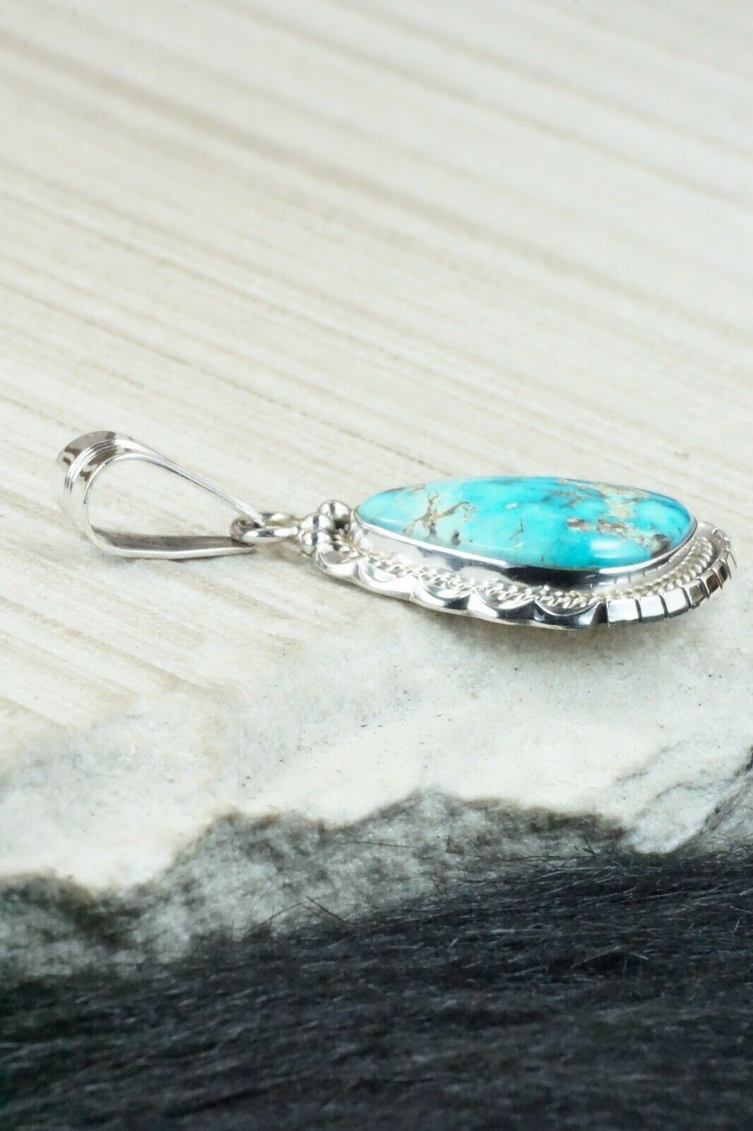 Turquoise & Sterling Silver Pendant - Samuel Yellowhair