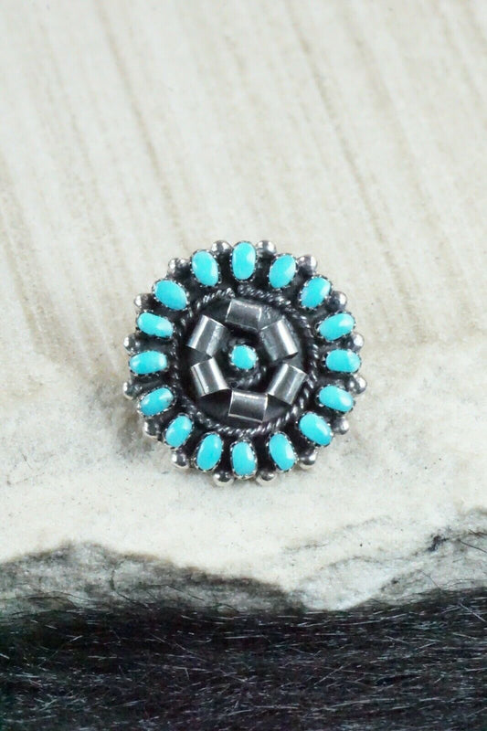 Turquoise & Sterling Silver Pendant / Pin - Lorencita Walela - High Lonesome Trading