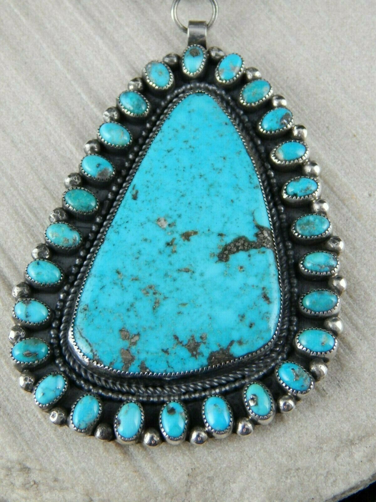 Navajo Turquoise and Sterling Silver Pendant - Myron Etsitty - High Lonesome Trading