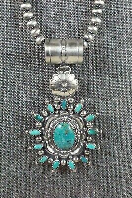 Turquoise Pendant & Sterling Silver Necklace - Tom Lewis