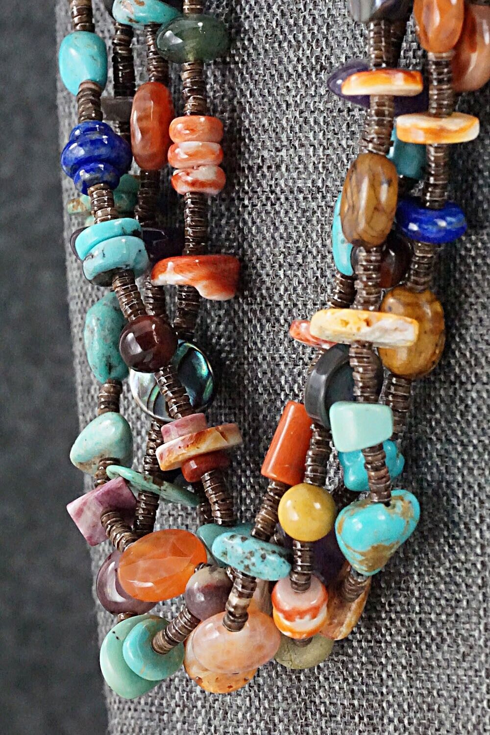 Multi Stone and Sterling Silver Necklace - Helen Tsosie