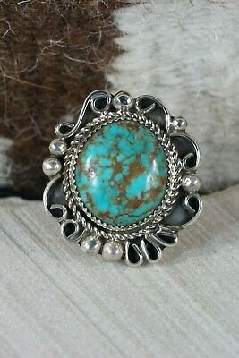 Navajo Turquoise & Sterling Silver Ring - Leslie Nez - Size 8.5 - High Lonesome Trading