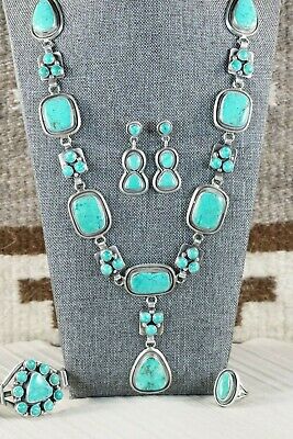 Navajo Turquoise & Sterling Silver Jewelry Set - Raymond Delgarito - High Lonesome Trading