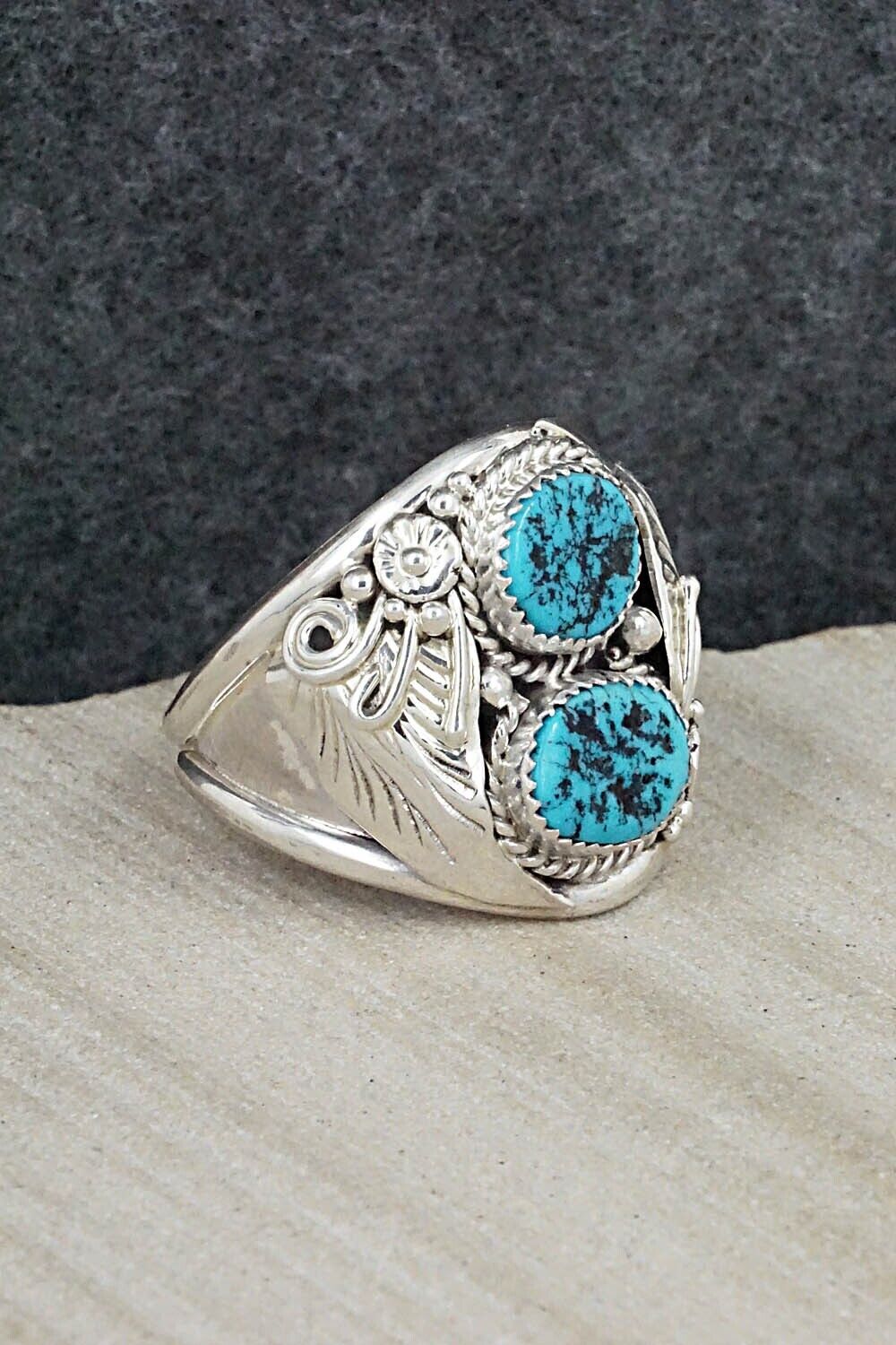 Turquoise & Sterling Silver Ring - Leonard Spencer - Size 12.5