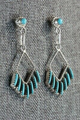 Zuni Turquoise & Sterling Silver Earrings - Davis Kaamasee