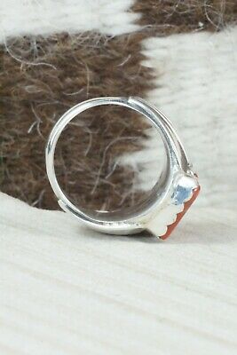 Coral & Sterling Silver Ring - Anthony Skeets - Size 10.75