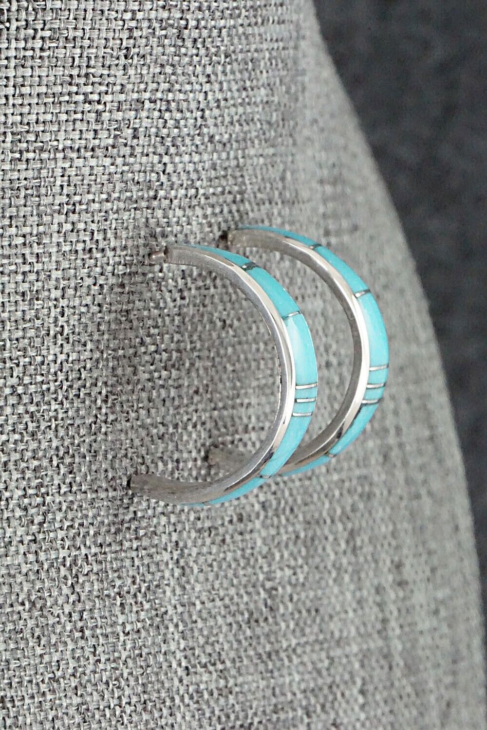 Turquoise & Sterling Silver Earrings - Philbert Chavez