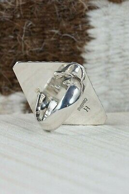 Navajo Onyx & Sterling Silver Ring - Henry Attakai - Size 8
