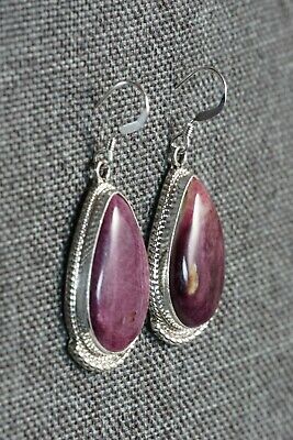 Navajo Spiny Oyster and Sterling Silver Earrings - Sharon McCarthy - High Lonesome Trading
