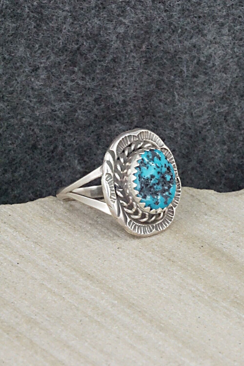 Turquoise & Sterling Silver Ring - Freda Martinez - Size 7