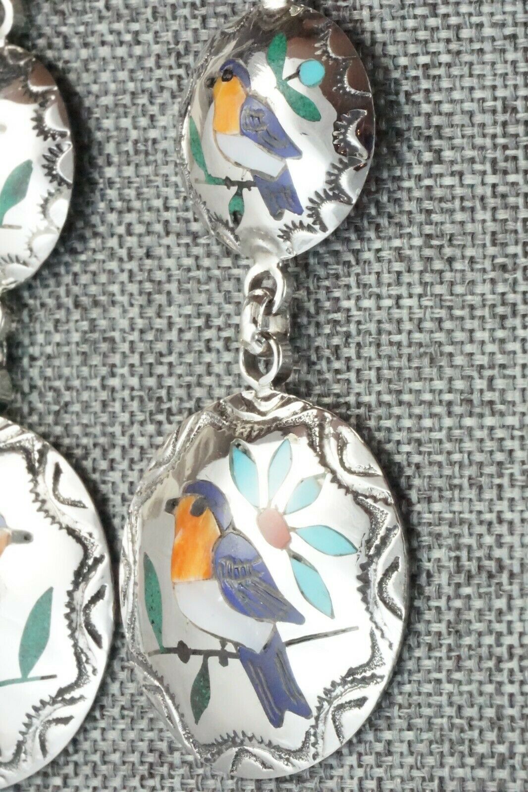 Multi Stone & Sterling Silver Earrings - Quintin Quam Sr.