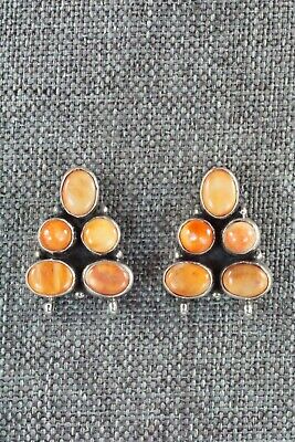 Spiny Oyster and Sterling Silver Earrings - Renelle Perry