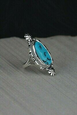 Navajo Turquoise and Sterling Silver Ring - Daniel Benally - Size 7.5 - High Lonesome Trading