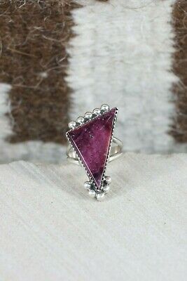 Navajo Spiny Oyster and Sterling Silver Ring - Selina Warner - Size 8.5 - High Lonesome Trading