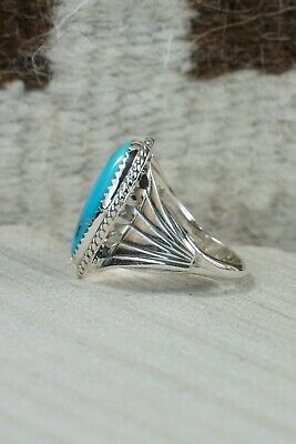 Navajo Turquoise & Sterling Silver Ring - Bobby Platero - Size 9.5
