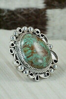Turquoise and Sterling Silver Ring - Leslie Nez - Size 6.5