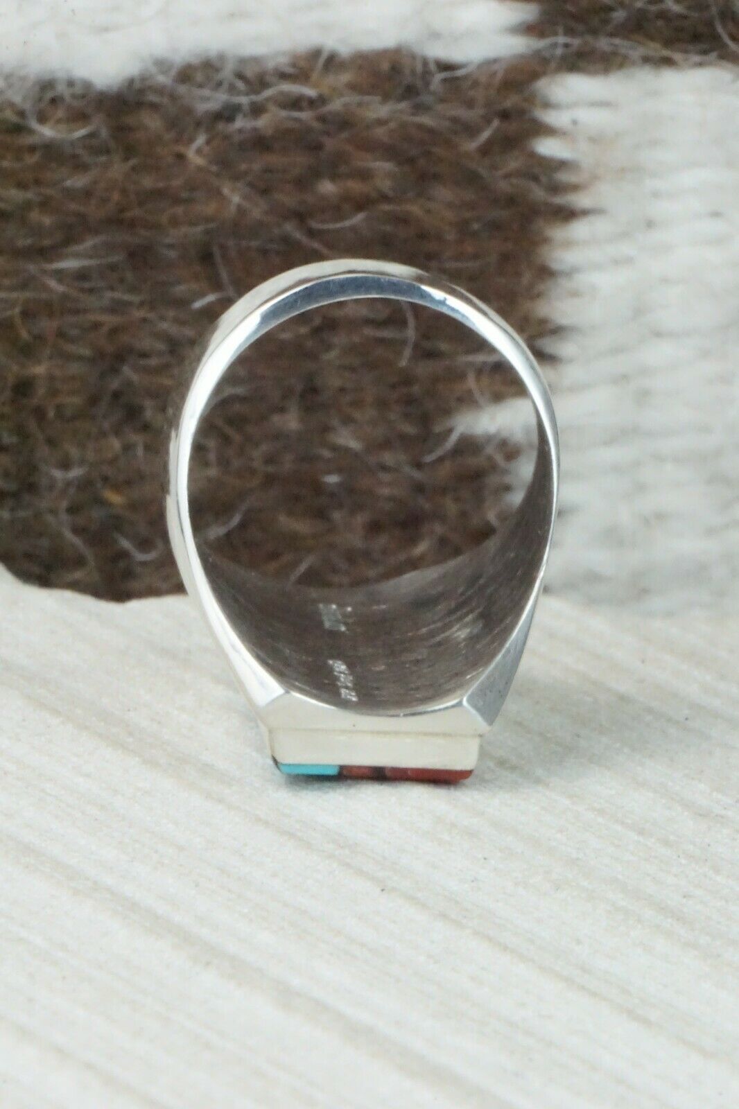 Multi Stone & Sterling Silver Ring - Herbert Kallestewa - Size 10.5