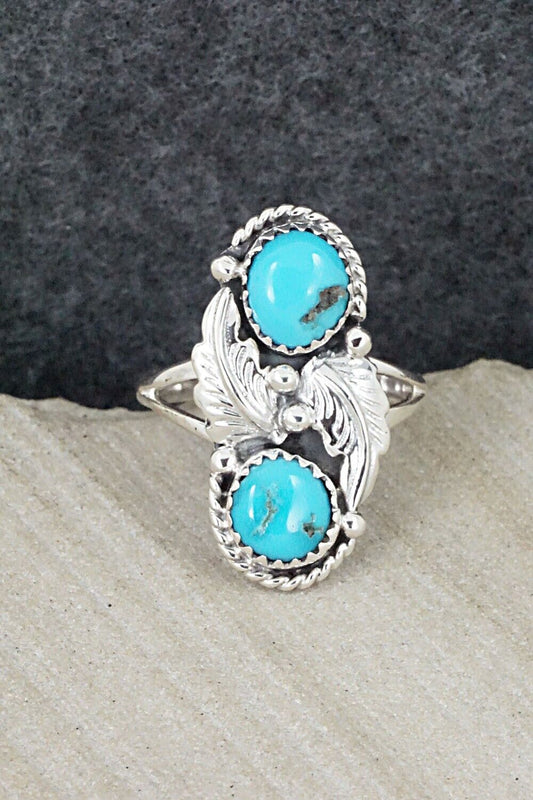 Turquoise & Sterling Silver Ring - William Begay - Size 8.75
