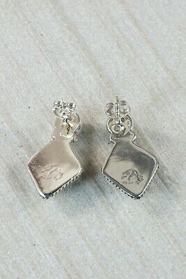 Navajo Onyx and Sterling Silver Earrings - Genevieve Francisco - High Lonesome Trading