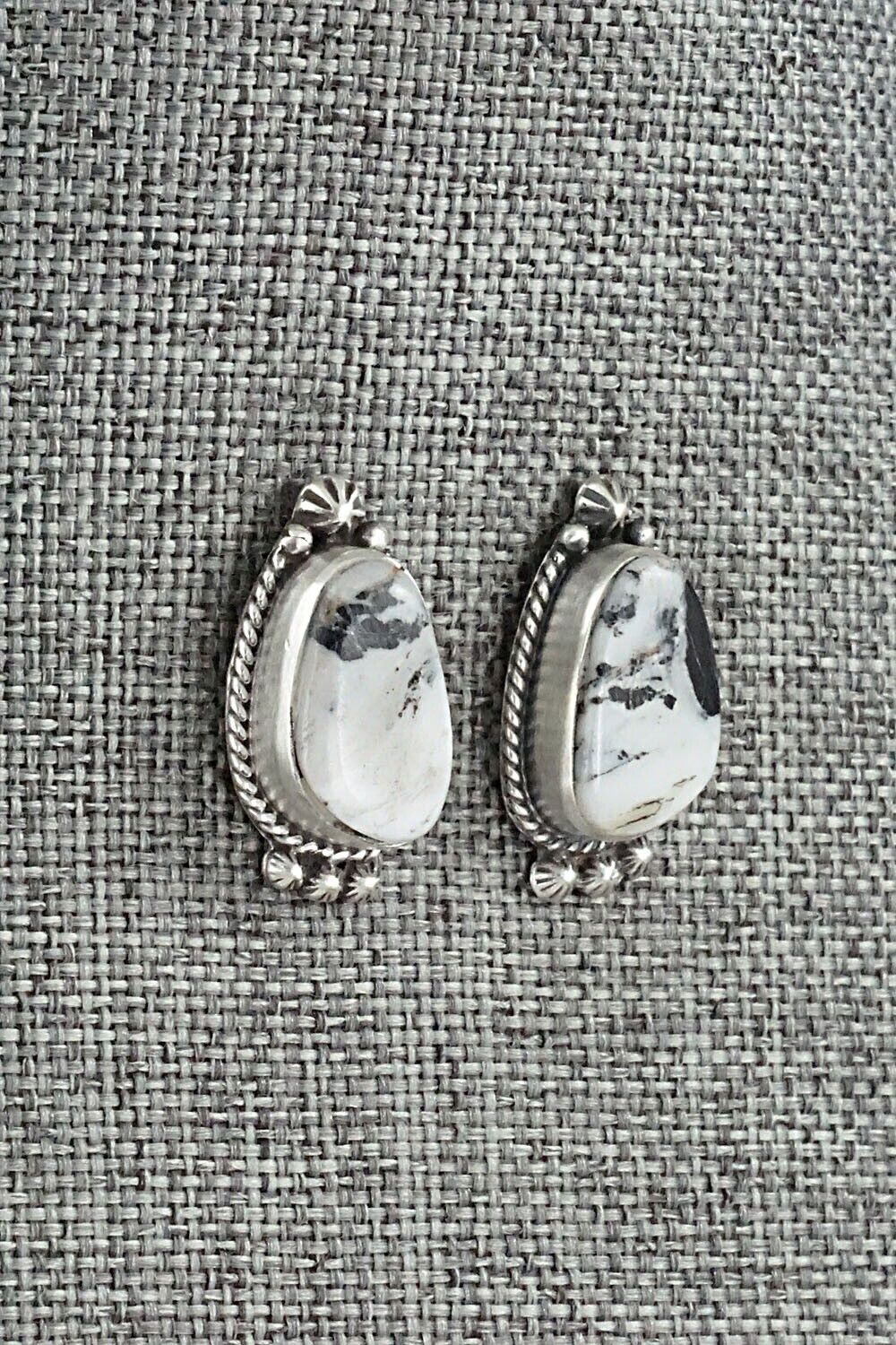 White Buffalo & Sterling Silver Earrings - Sheena Jack