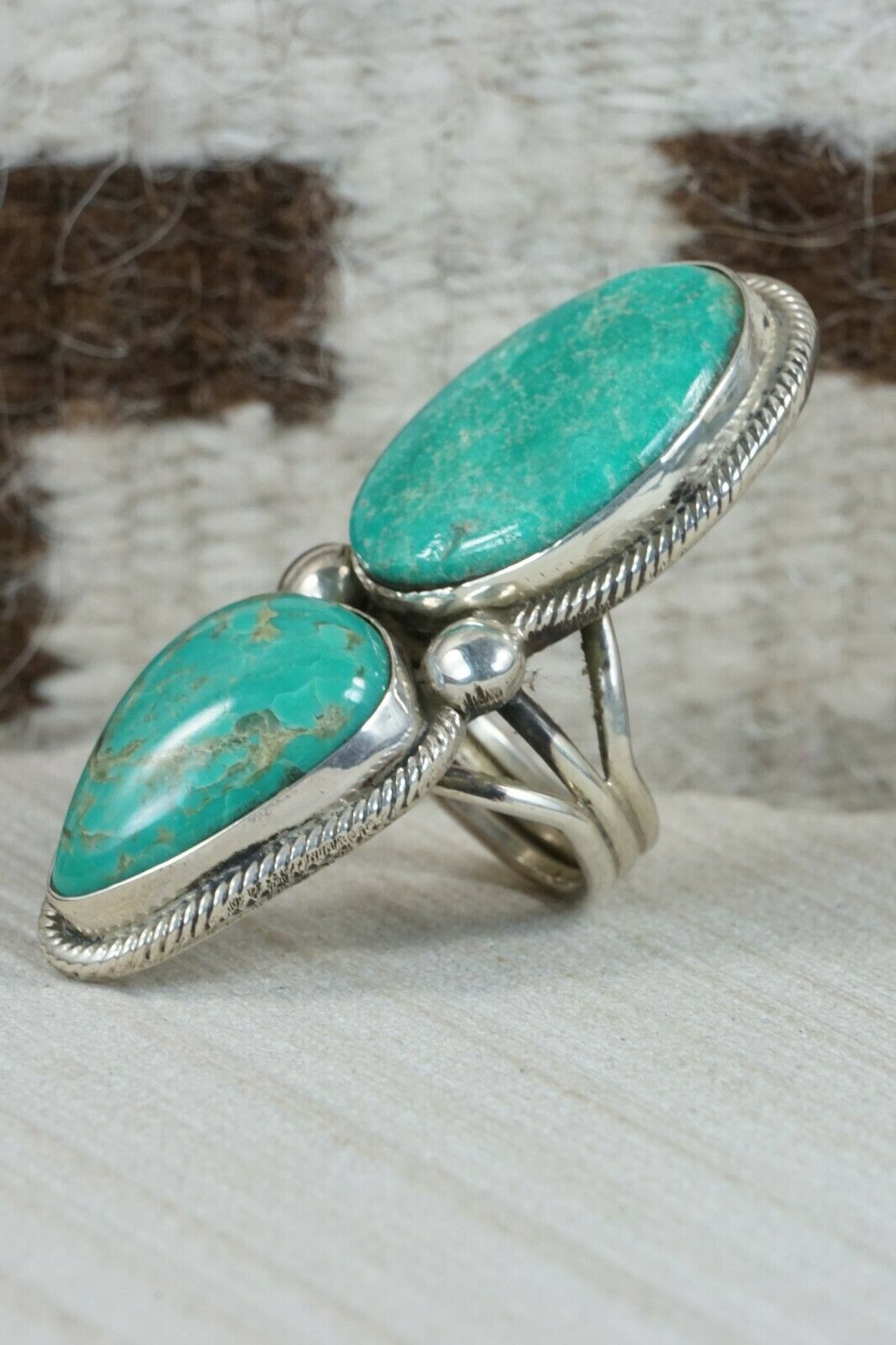 Navajo Turquoise and Sterling Silver Ring - Rick Martinez - Size 8.5