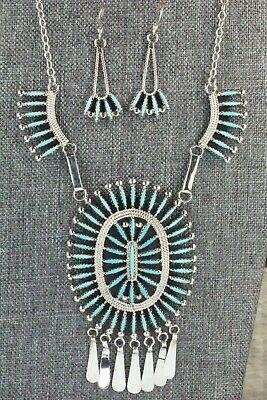 Turquoise & Sterling Silver Necklace and Earrings Set - Gerald Etsate - High Lonesome Trading