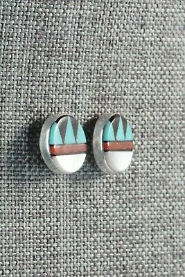 Multi Stone Inlay & Sterling Silver Earrings - Tyronne Martinez