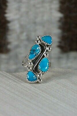 Navajo 4 Stone Turquoise and Sterling Silver Ring - Roberta Begay - 6 - High Lonesome Trading