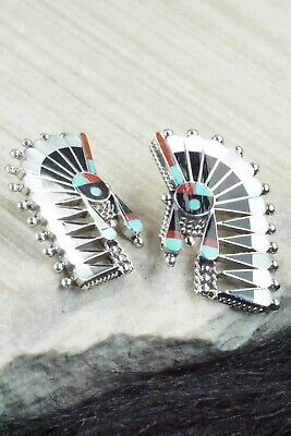Multi Stone Inlay & Sterling Silver Earrings - Fabian Cellicion