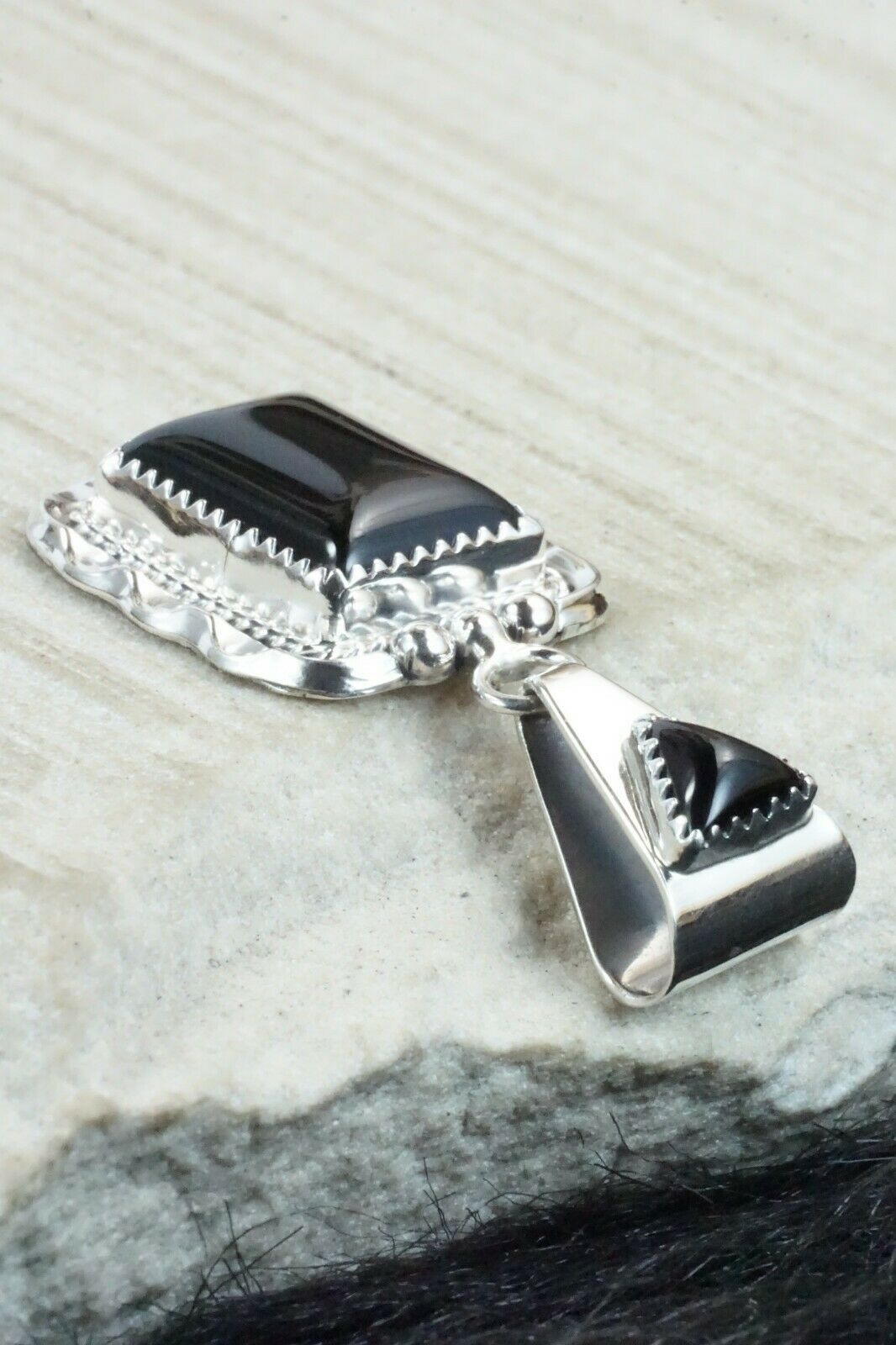 Onyx & Sterling Silver Pendant - Samuel Yellowhair