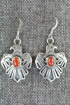 Coral & Sterling Silver Earrings - Lee Shorty