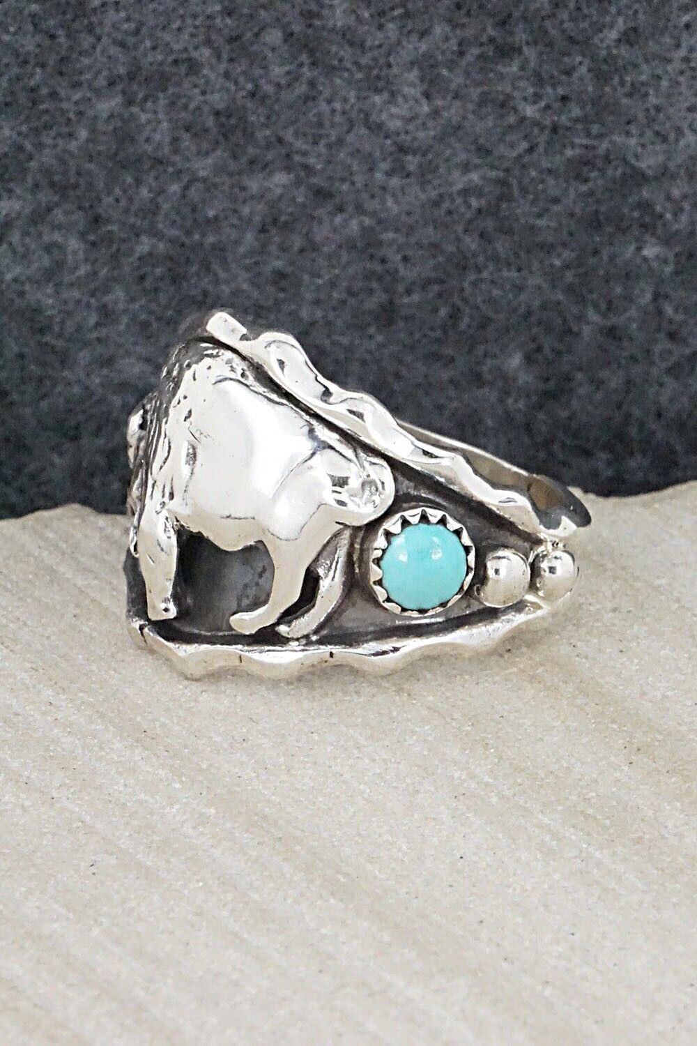Turquoise & Sterling Silver Ring - Genevieve Francisco - Size 12