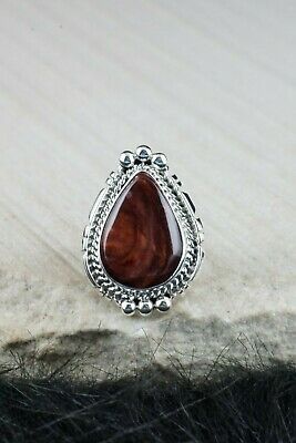 Navajo Spiny Oyster and Sterling Silver Ring - Samuel Yellowhair - Size 6 - High Lonesome Trading