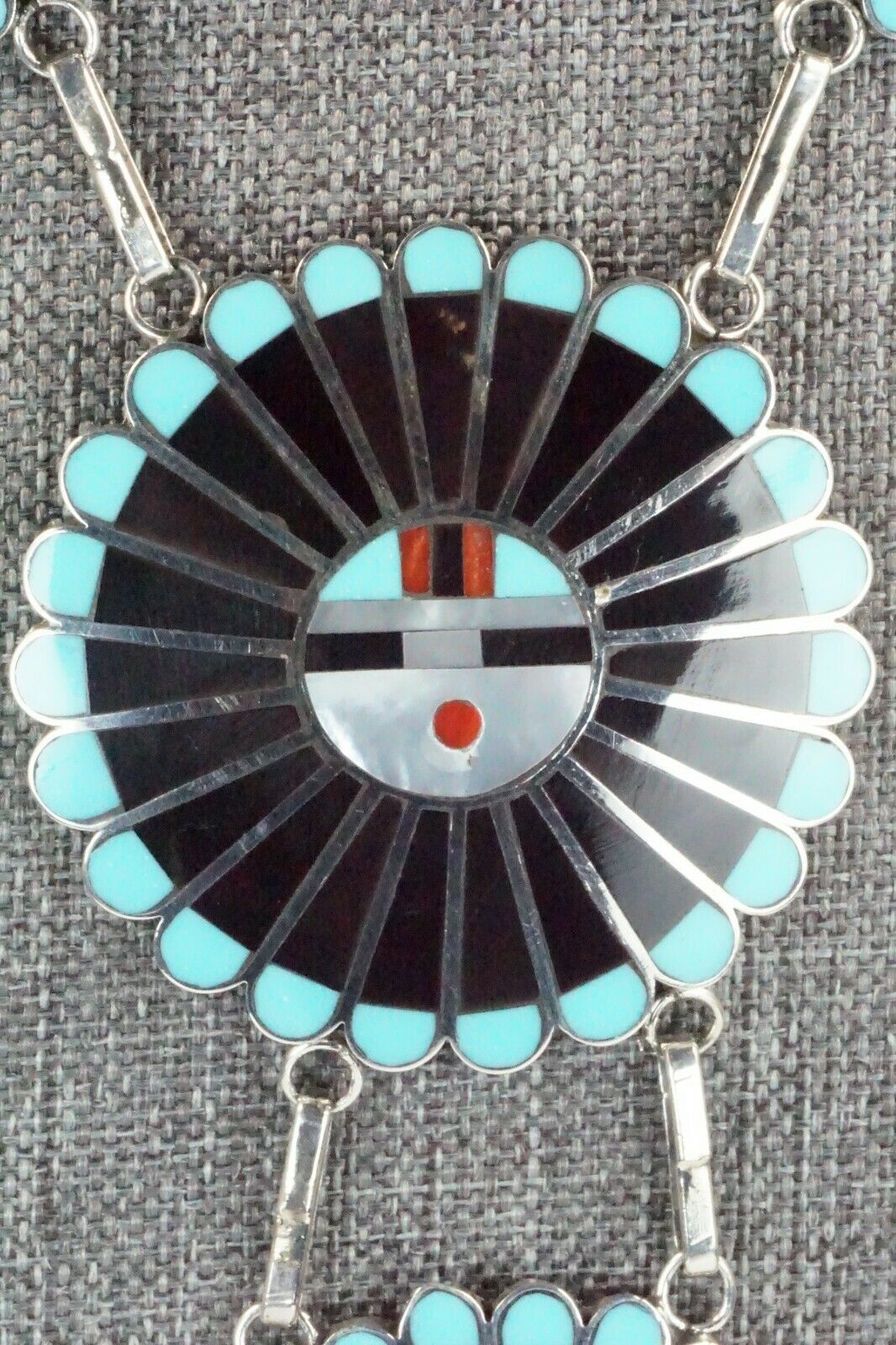 Turquoise, Mother of Pearl & Sterling Silver Inlay Jewelry Set - Adrian Wallace