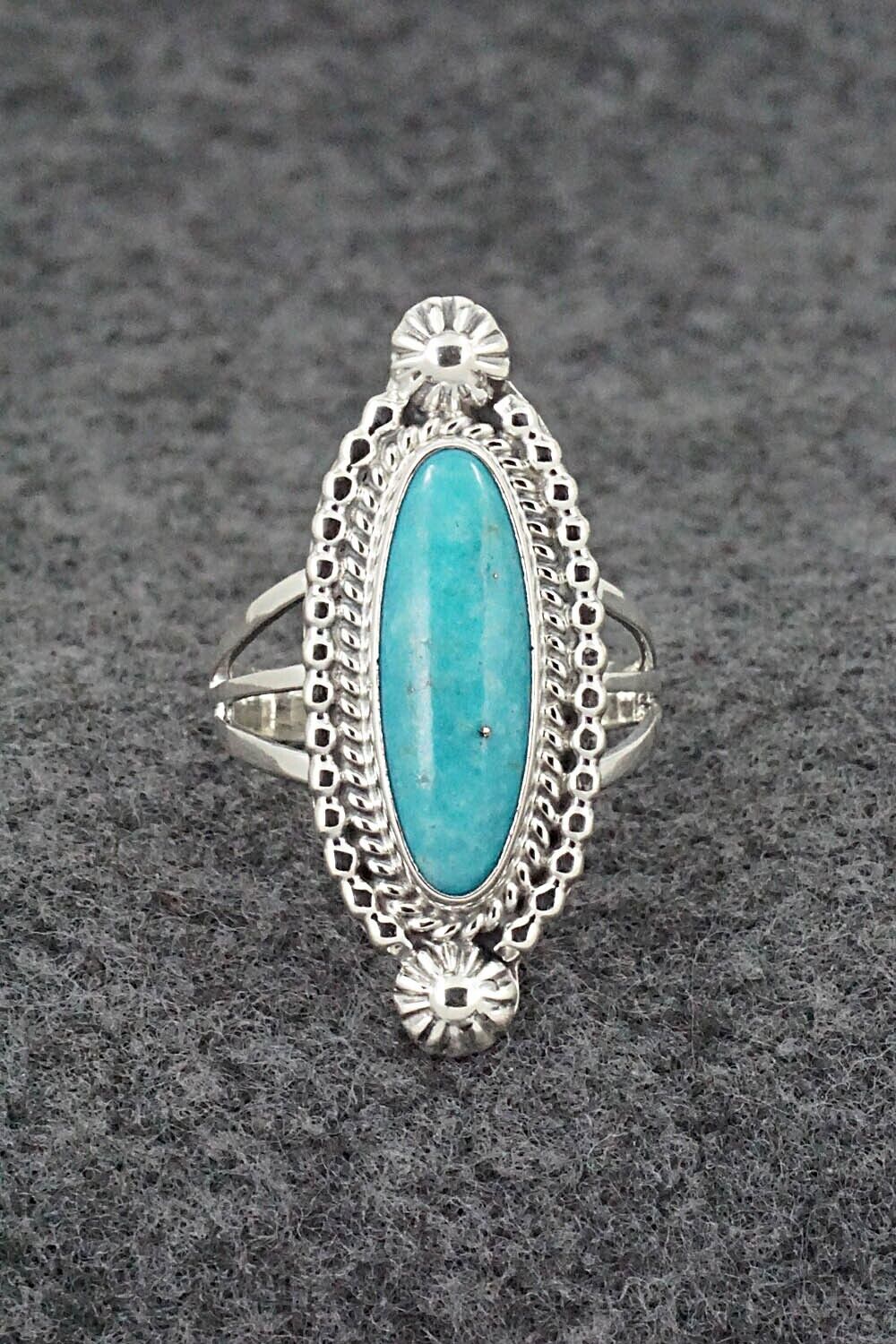 Turquoise & Sterling Silver Ring - Samuel Yellowhair - Size 7.75