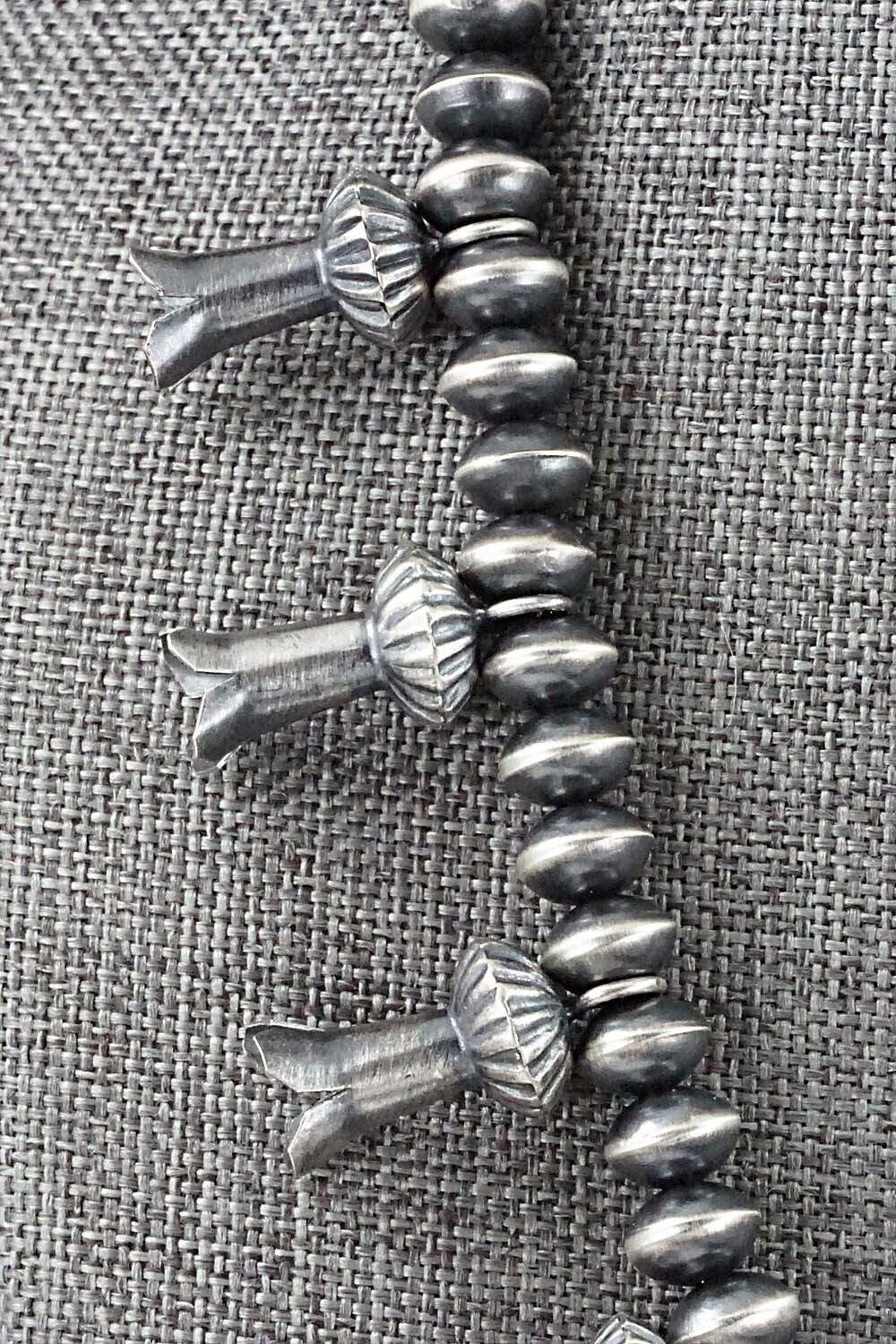 Sterling Silver Navajo Pearl Squash Blossom Necklace - Presley Haley