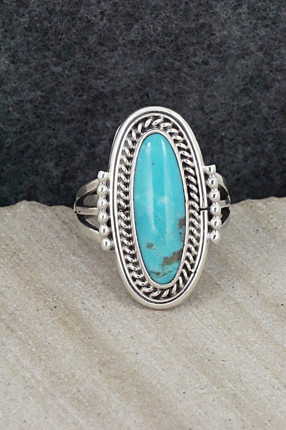 Turquoise & Sterling Silver Ring - Samuel Yellowhair - Size 7.75