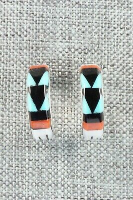 Multi Stone Inlay & Sterling Silver Earrings - Melanie Booqua