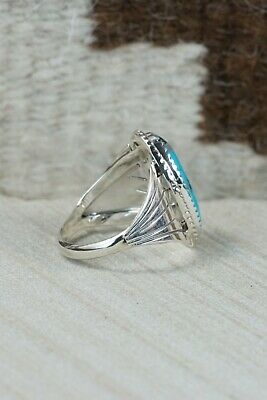 Navajo Turquoise & Sterling Silver Ring - Bobby Platero - Size 9.5