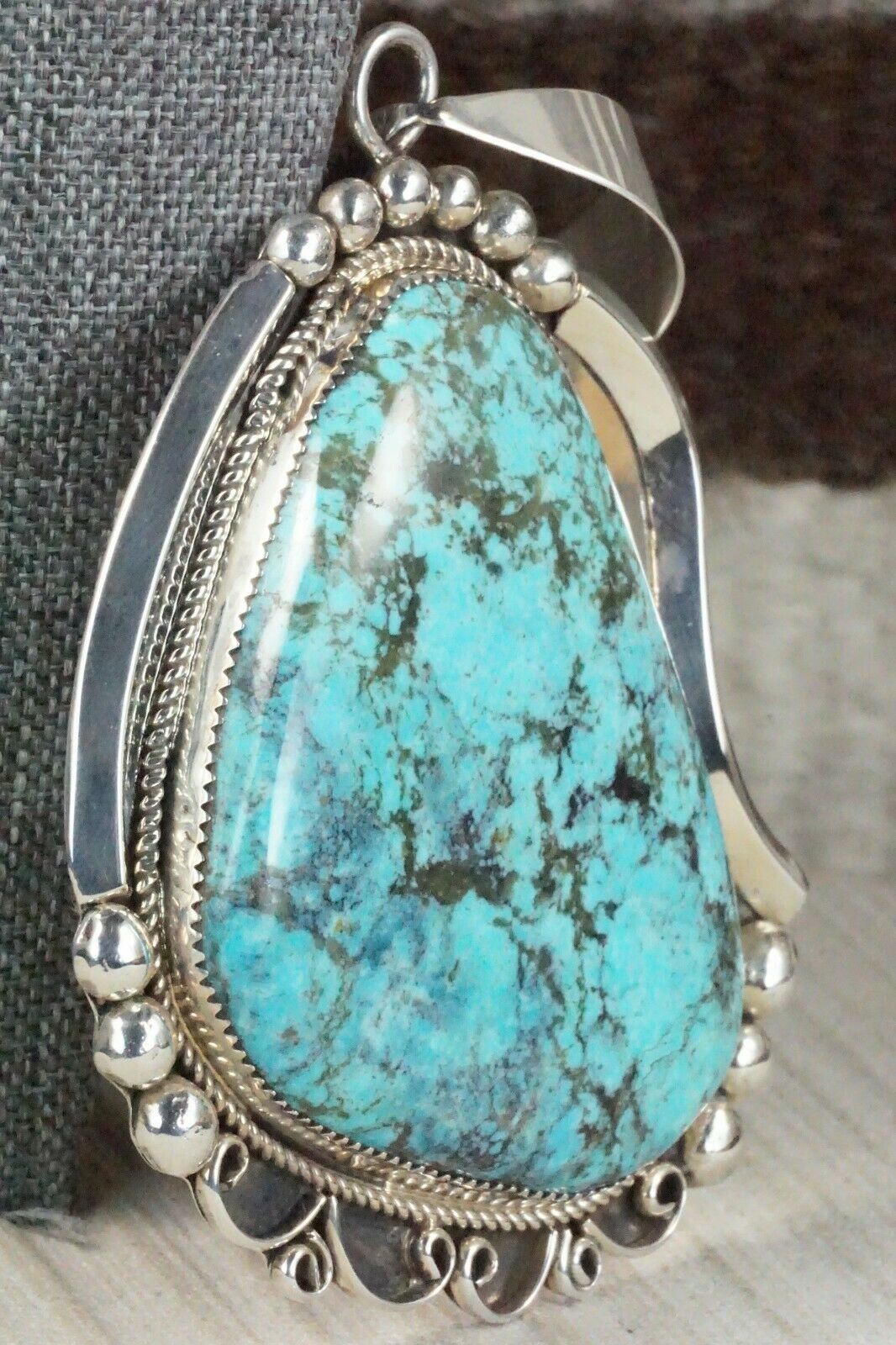 Turquoise and Sterling Silver Pendant - Leslie Nez