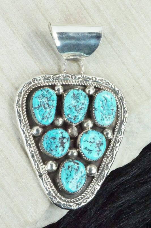 Turquoise and Sterling Silver Pendant - Leslie Nez - High Lonesome Trading