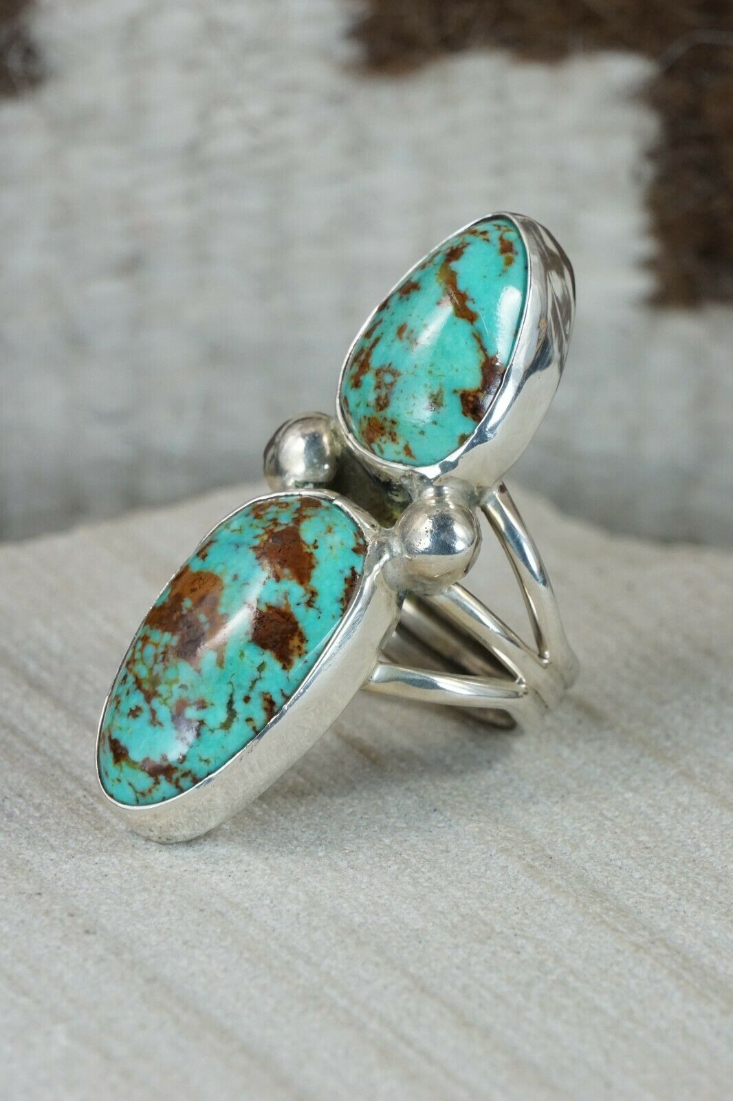 Navajo Turquoise and Sterling Silver Ring - Rick Martinez - Size 8