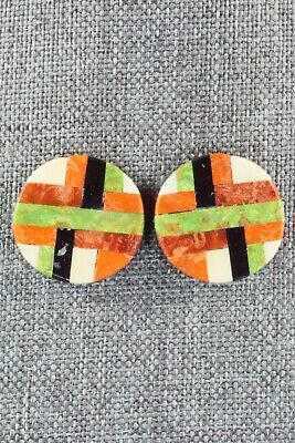 Multi Stone Inlay & Sterling Silver Earrings - Chaslyn Crespin