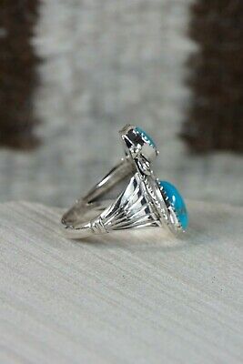 Navajo Turquoise and Sterling Silver Ring - Jeanette Saunders - Size 9.25 - High Lonesome Trading